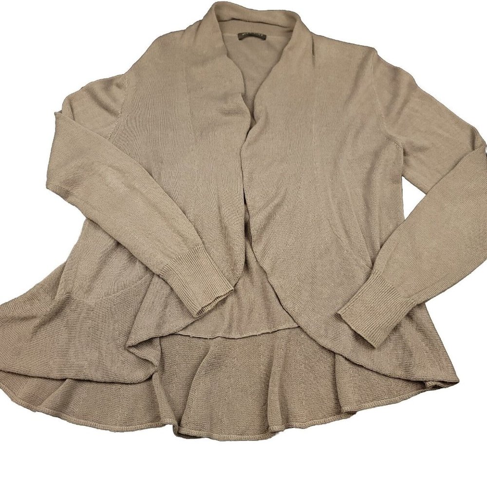 Repeat Womens L - 42 -‎ Sweater Easy Knit Open Front Tan Cardigan Size 42 US L